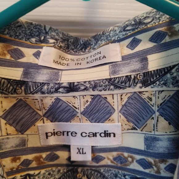 Pierre Cardin Hawaiian Print Button Down Men Shirt Short Sleeve XL XLarge - Picture 6 of 6